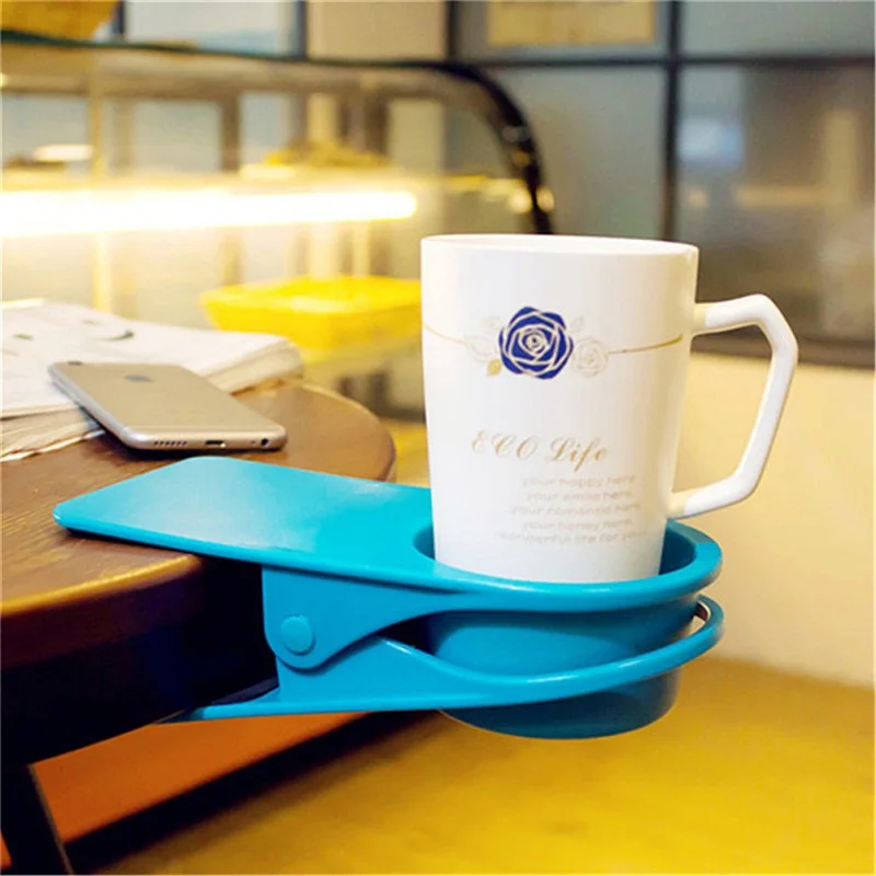 Выручалочка Настольный зажим-подставка для чашек ABS офисные напитки стаканчик пластиковый домашний стол стеллажи для хранения без проливов - Цвет: Синий