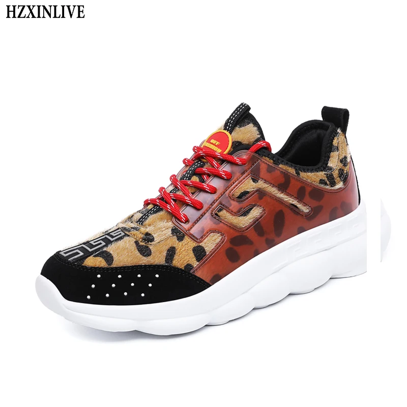 

HZXINLIVE 2018 Winter Women Casual Shoes Flock Lace-Up Leopard Print Shoes Sewing Patchwork Mid Women Sneakers Zapatos De Mujer