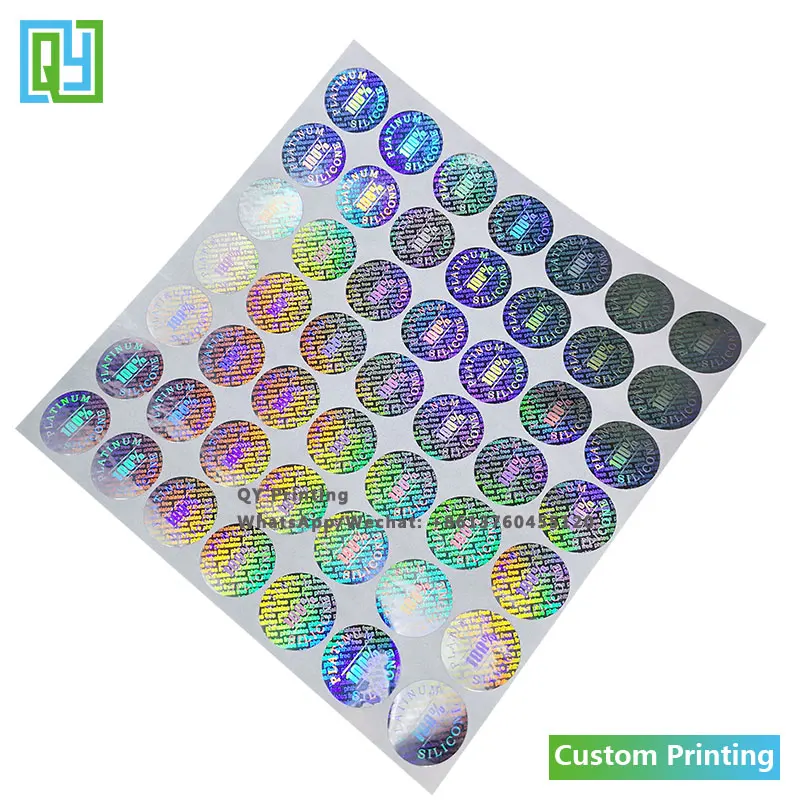 10000pcs 20x20mm 무료 배송 맞춤 인쇄 된 3D 실버 홀로그램 스티커 사용자 정의 만든 숨겨진 된 텍스트 보안 포장 레이블