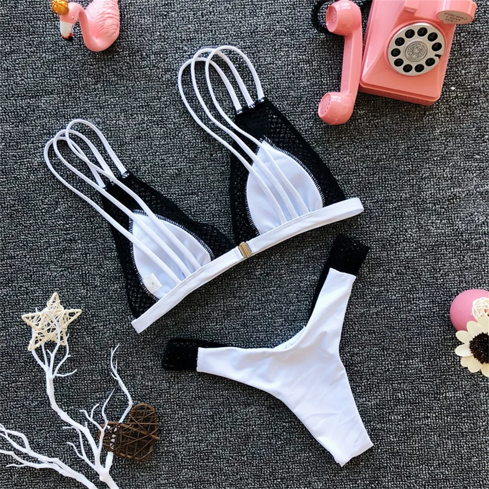 Сексуальный женский сетчатый лоскутный купальник, сетчатый прозрачный комплект бикини, купальный костюм, купальный костюм