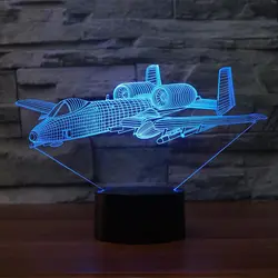 Творческий 3D ночные огни Led самолета Моделирование Usb дети Украшения в спальню самолеты настольная лампа подарки постели ребенка спать