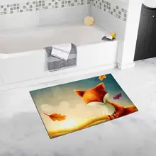 Por Autumn Bathroom Decor Lots Floor Mats Cute Animals Little Red Fox In Autumn Kitchen Rug For Indoor Bathroom Bedroom Living Room Doormat Home Decor