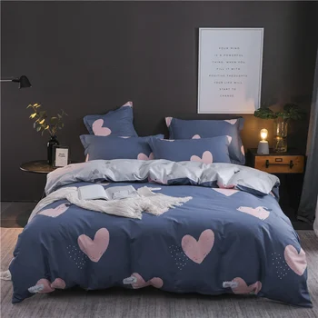 

Luxury Comforter Bedding Set Cotton Bed Linen Twin Queen Size Double Sided Design Duvet Cover Set Sweet kiss Bed Sheet 4styles