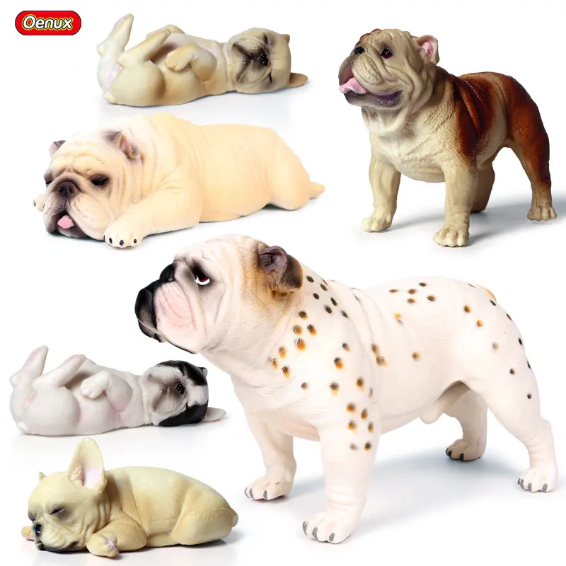 

Oenux 6PCS Bulldog Family Animals Simulation French Puppy Cute Pet Dog Action Figures Model Lovely Lifelike Toys For Kids Gift