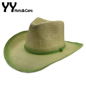 

West Cowboy Men Beach Straw Cowboy Hat Jazz CAP Women Summer Sun hats Cowboy Cap Fishing Trip Cap Cool Western Hats YY17163