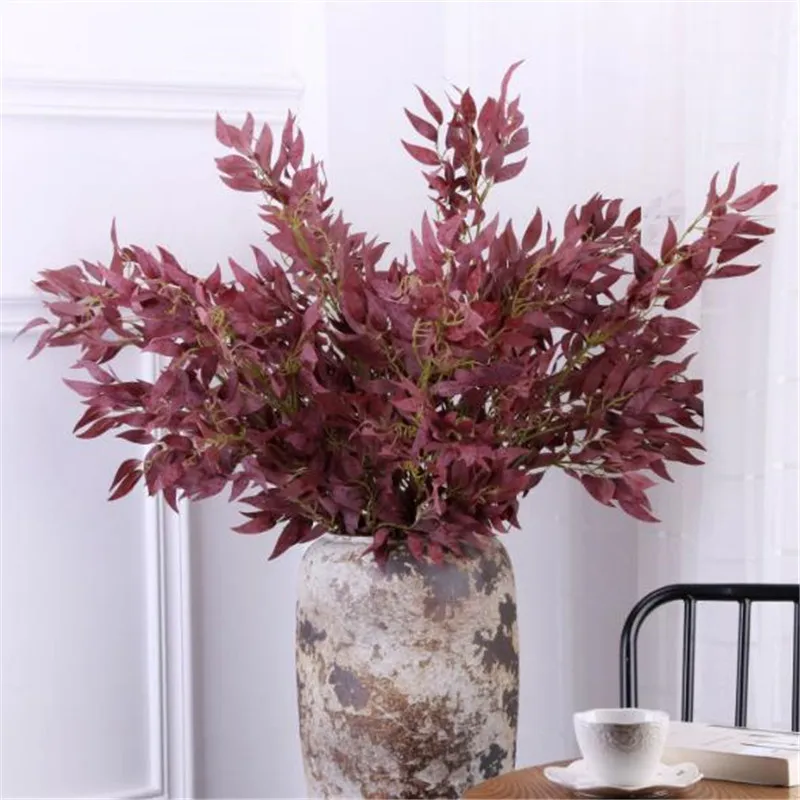 Fake Long Stem Willow Leaf Greenery Simulation Green Plants for Wedding