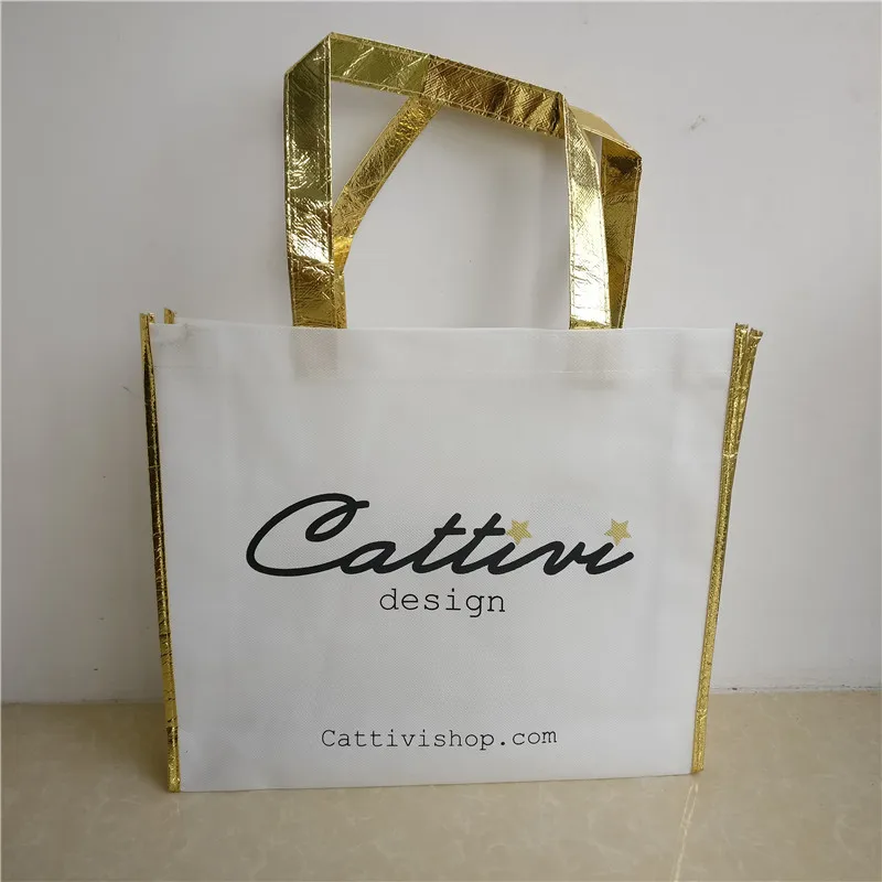 

Wholesale 500pcs/lot 30Hx35x8cm custom reusable non woven bag/custom tote fabric shopping bags with handle Free shipping by TNT