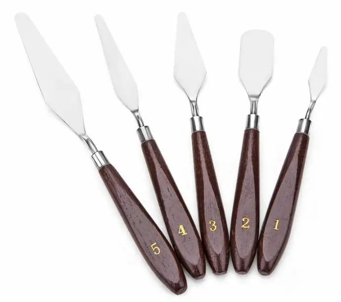 Goede 5 Stks Olie Messen Kunstenaar Ambachten Rvs Spatel Paletmes Set Voor Olieverf Gemengde Schraper Art Supplies