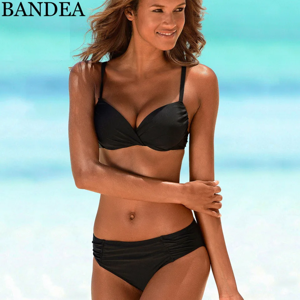 BANDEA 2019 Bikini Sexy Push Up Swimsuit Solid Color Bikinis Women Plus Size Swimwear Female Beach Bathing Suit Biquinis XXXL
