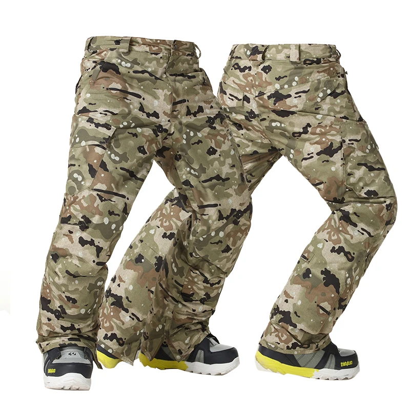 Gsou nieve invierno snowboard pantalones hombres camuflaje pantalones de esquí hombres esquí pantalones esqui impermeable