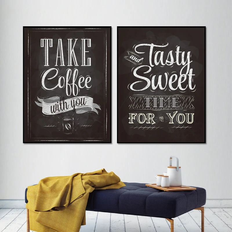Возьмите кофе с собой, печатает доску, винтажный стиль, плакат, надпись, кафе, кофейня, настенная художественная картина, Декор, холст, живопись