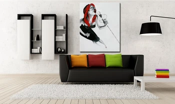 

Woman Singing Song Home Good canvas wall art oil painting for family room decoration 100% handmade unframed