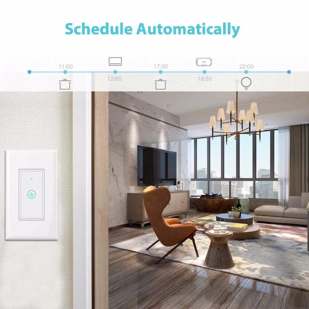 TANGGOOD US Smart WiFi настенный сенсорный выключатель света работает с Alexa и Google Assistant IFTTT