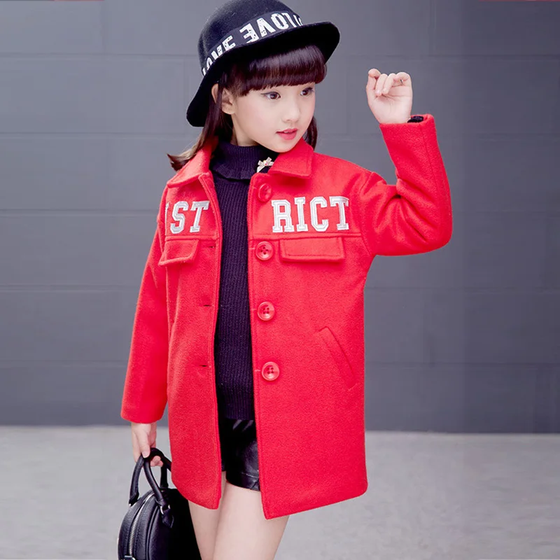 

Kids girls padded jacket 2016 winter new fashion baby boy clothing big virgin woolen coat 5/6/7/8/9/10/11/12/13/14 years