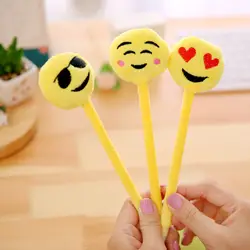 20 шт./компл. Мультяшные плюшевые Шариковая ручка Emoji эмоций шариковых ручек студент поставки канцелярские мило ручка для подарка на день