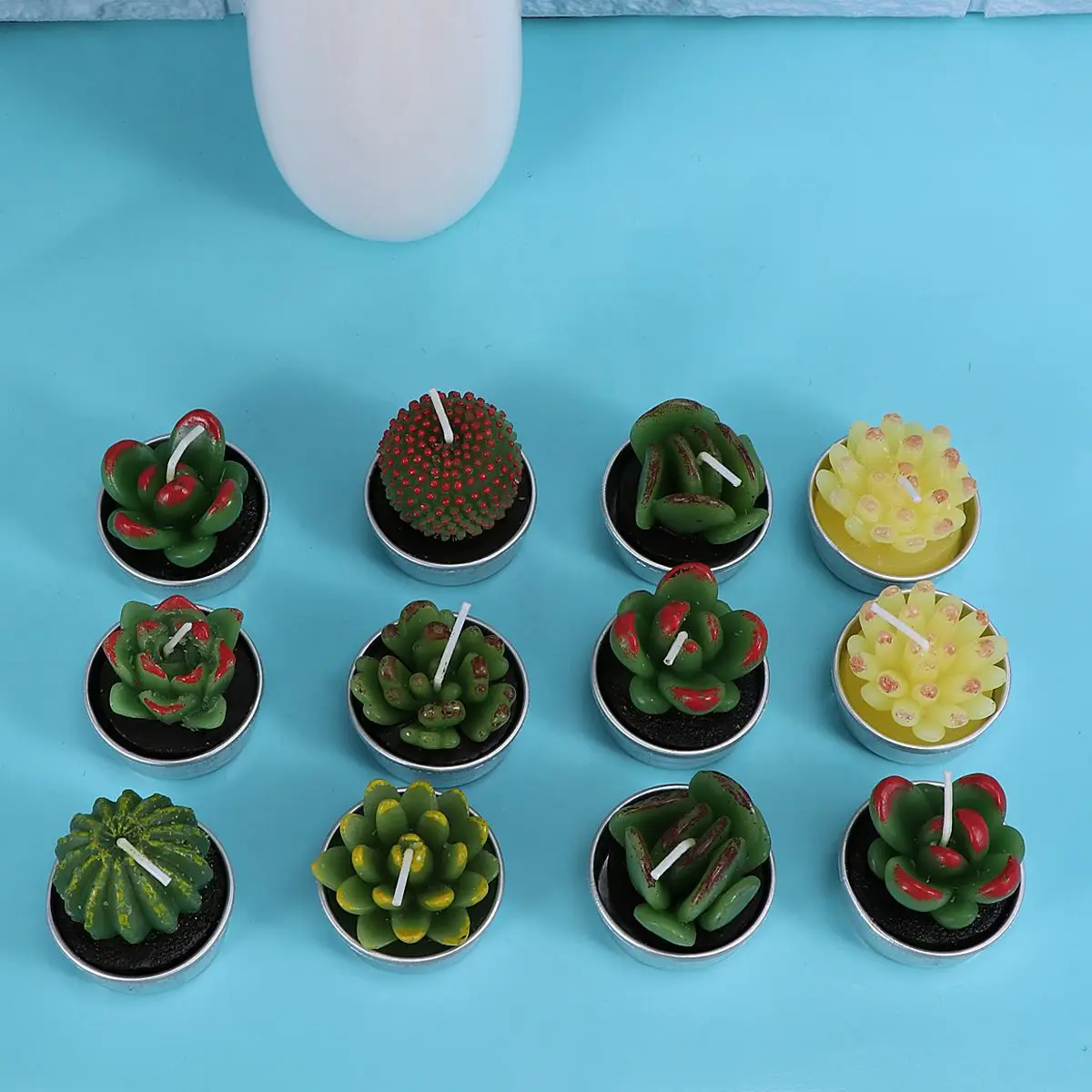 

12PCS Smokeless Aromatherapy Craft Candle Creative Courtship Simulation Fleshy Small Plant Cactus Atmosphere festival Candle