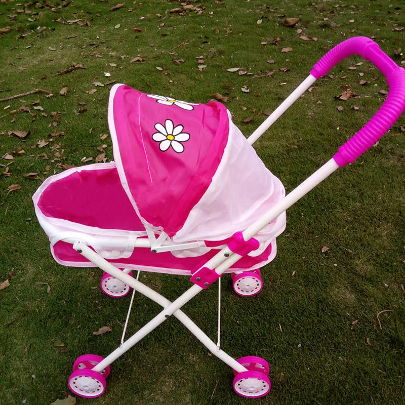 

Baby Kids Pretend Play Simulation Toys Playhouse Nursery Furniture Baby Girls Doll Foldable Stroller Pram Pushchair Play Toys