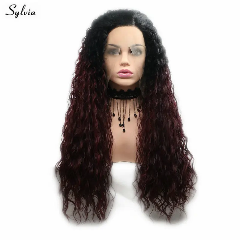 Sylvia Long Fluffy Wig Loose Wave Ombre Brown Synthetic Lace Front Wigs For Women Heat Resistant Fiber Cosplay Lady | Шиньоны и парики