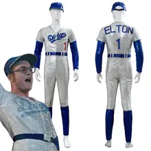 Rocketman Elton John Dodgers Косплей Костюм бейсбольная форма комбинезон полный комплект Хэллоуин Карнавальный костюм для взрослых мужчин
