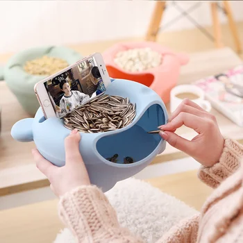 

Double-layer Circular Fruit Candy snack bowl Melon Seeds Nutshell Holder Storage box organizer office desktop serving tray