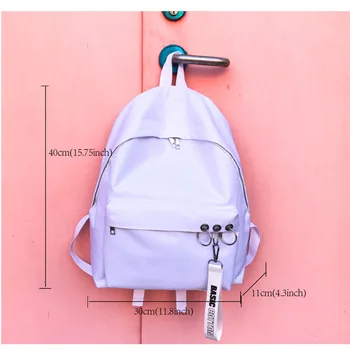 

New Hoop Canvas Backpack Pure Color Men and Women School Bags for Teenage Girls Ribbons Solid Softback Laptop Backpack 2019