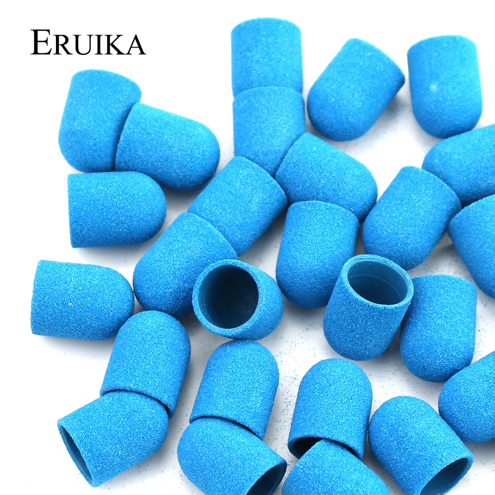 20pcs Blue Plastic Sanding Caps 16*25mm Pedicure Care Milling Cutter for Manicure Machine File Cuticle Clean Accessory Tools 2