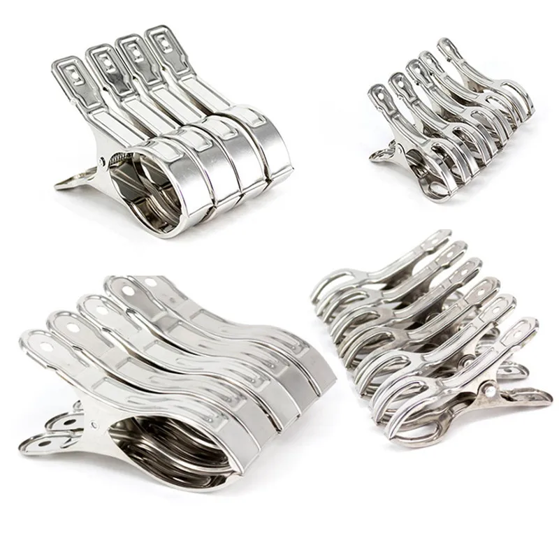 

4pcs/lot High Quality Large Stainless Steel Strong Power Clothing Clothespin Quilt Clothes Clip Big Windproof Clothes Pin
