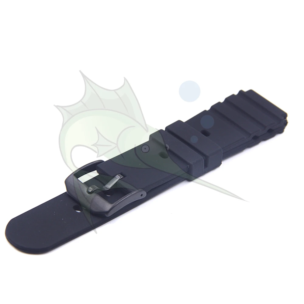 Premium Silicone Black Watch Strap - High-Performance Replacement Watchband for Diving & Sports Watches