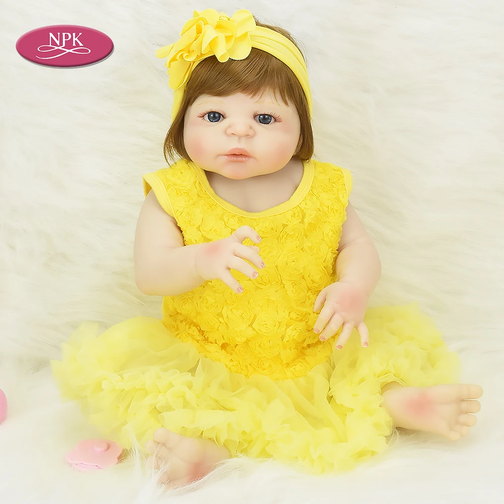 

NPK 57CM Real Full Body Silicone Reborn Doll Newborn Baby Girl Lifelike Princess Babies Dolls Bathe Toys For Girls Reborn Bebe
