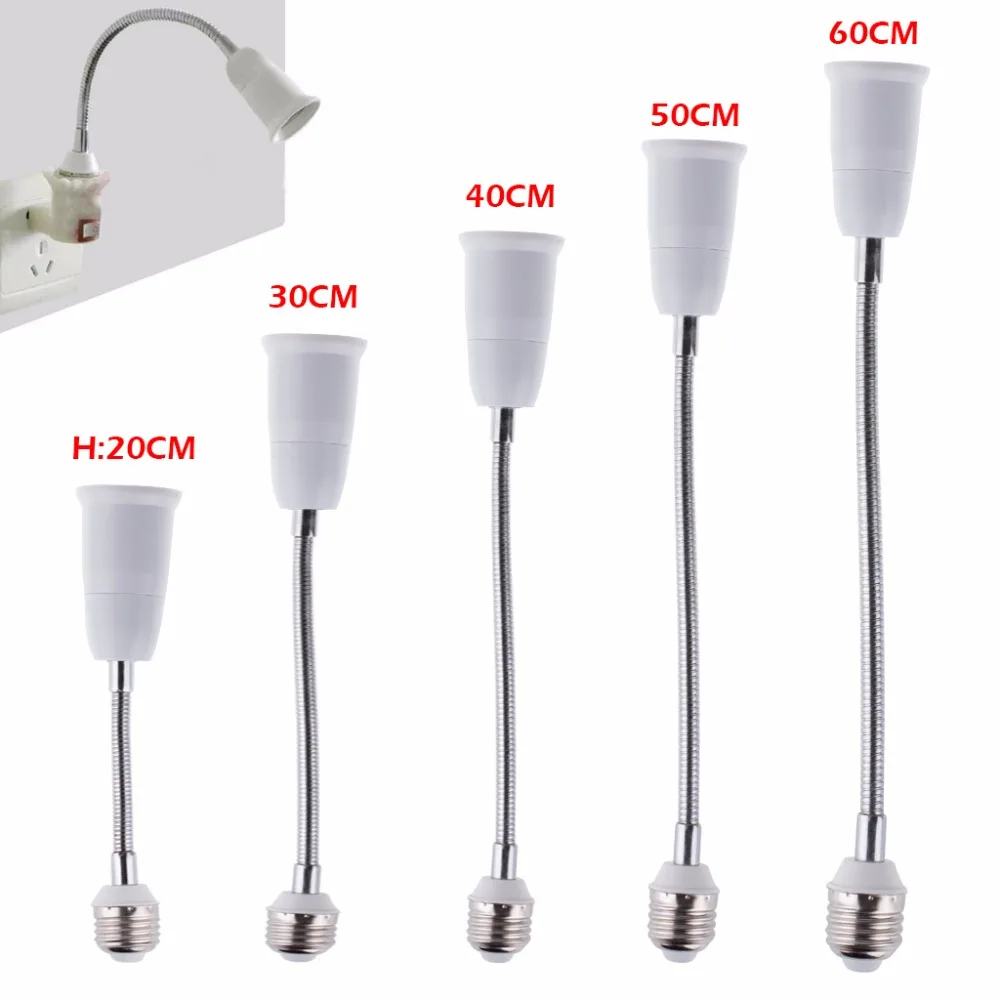 1X LED E27 to E27 Adapter Socket 60cm Extend Wire Halogen CFL Light