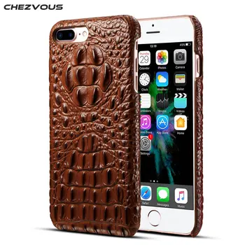 

CHEZVOUS Case for iPhone 7 7 plus Cover Crocodile Pattern 3D Design Phone Back Cover Genuine Leather Brand Case for APPLE 7