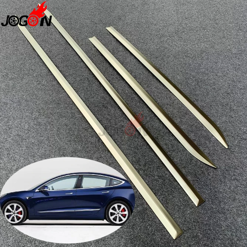 

Glossy For Tesla Model 3 2017 - 2019 Door Side Body Molding Cover Trim Stainless Steel Accessories