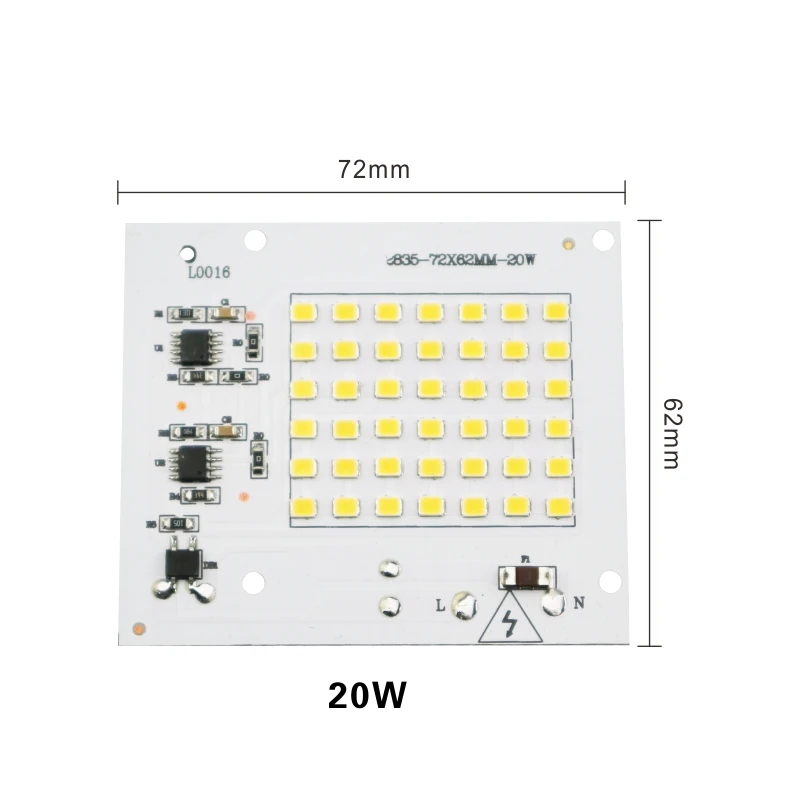 Светодиодный светильник LARZI SMD2835 с бусинами, переменный ток 220-240 в, 10 Вт, 20 Вт, 30 Вт, 50 Вт, 100 Вт, сделай сам, светильник для наружного освещения, холодный белый, теплый белый - Испускаемый цвет: 20W