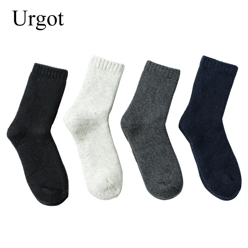 Urgot 3 пары мужские шерстяные зимние носки супер толстые теплые однотонные черные
