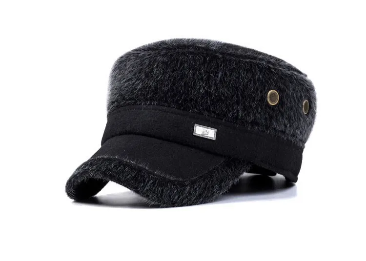 Высококачественная меховая мужская шапка, зимние защитные шапки для головы, модная кепка с плоским верхом