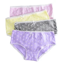 4 Pcs Lot Kids Underwear Floral Candy Colors Young Girl Briefs for Teenage Girls Short Lace