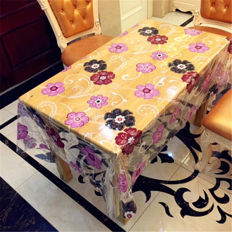 

Rectangular Table Cloth Tablecloth Transparent Oilproof Waterproof Soft Glass Plastic Material Thin Cabinet Cover Decor