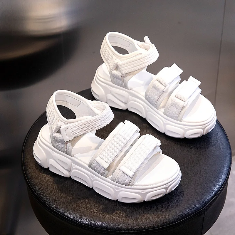 

2019 summer new style simple and simple solid color sandals women thick soles Roman style casual sandals