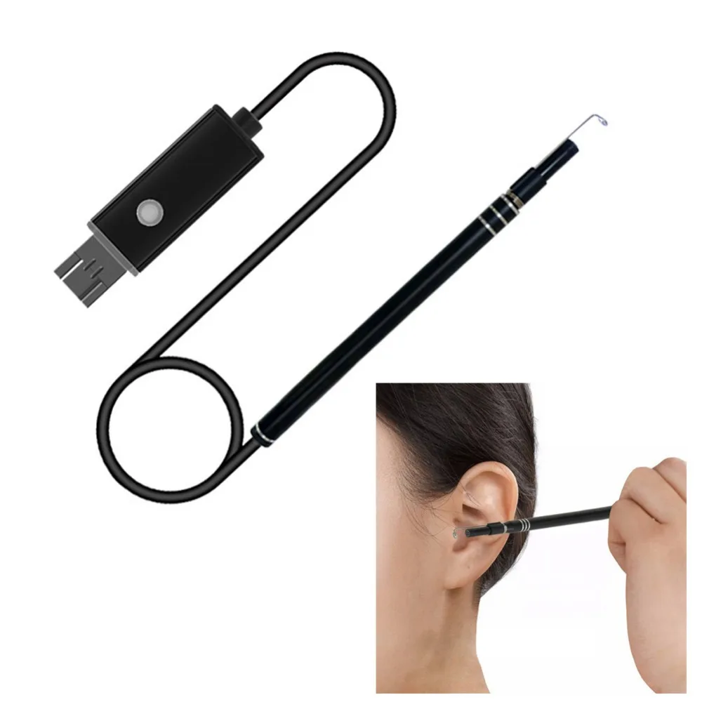 

2 in 1 USB Ear Cleaning Endoscope Visual Earpick With Mini Camera HD Multifunctional Ear Cleaning Tool Black #271588