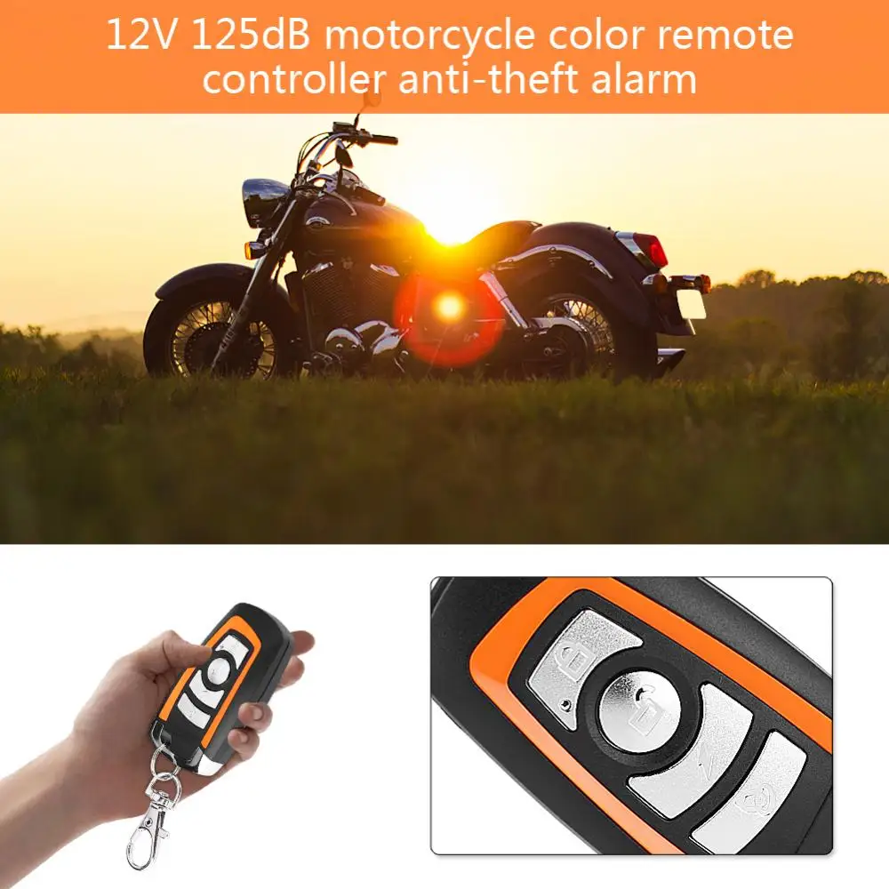 

2-way Motorcycle Alarm with Engine Start Remote Control Key Fob Anti-theft Security Alarm System alarma moto 125db Universal