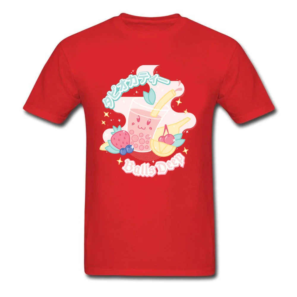 T Shirt Bubble Tea Summer/Autumn Funny Hip hop Short Sleeve 100% Cotton Crew Neck Mens T Shirt Hip hop Tops & Tees Bubble Tea red