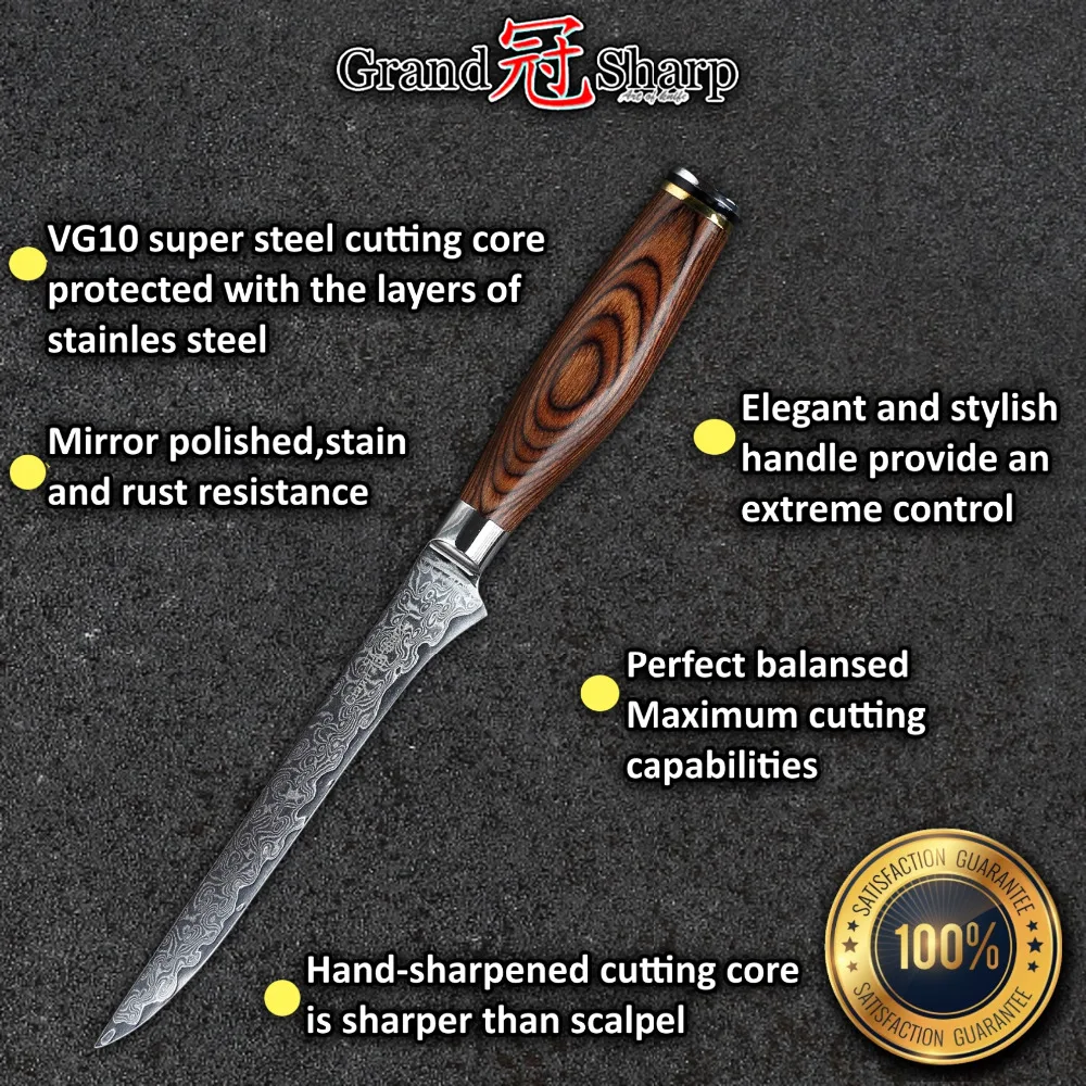 Tanie Damasceński nóż kuchenny 6 Cal nóż do trybowania japońskie noże kuchenne ze stali damasceńskiej vg10 szefa kuchni noże ze stali nierdzewnej