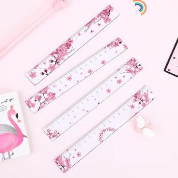 

Kawaii 18cm Magnetic Pink Panther Straight Ruler Cute Plastic Flamingo Flower Animal Drawing Rulers For School Korean Stationery