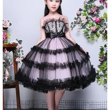 Королевский бальное платье принцессы Платье для девочек с цветочным узором Shoulderless Аппликации спинки Дети Праздничное платье для дня рождения и свадьбы M33