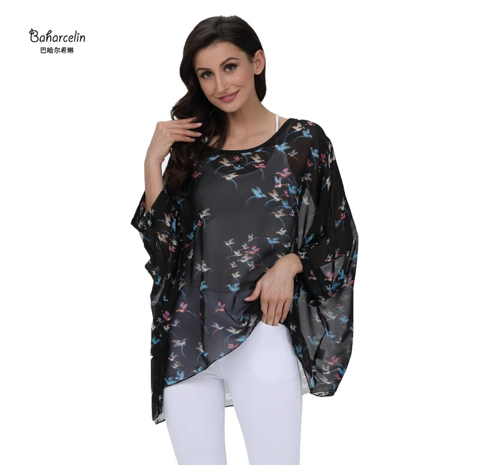 

Baharcelin 5XL 6XL Oversized plus big size Woman Summer Casual loose chiffon Blouse Batwing Sleeve Shirt blouse Tops clothing