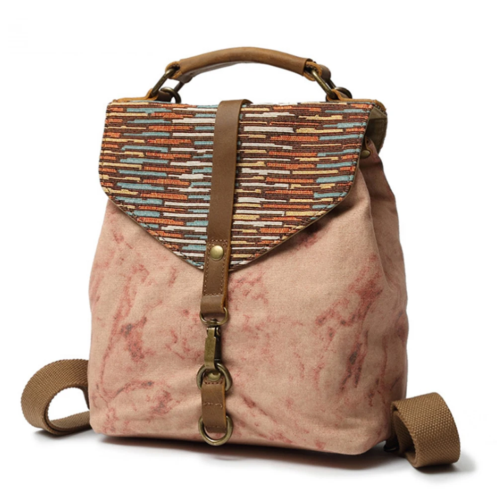 

Canvas backpack Retro National Style Student Backpack Casual Travel Women Knapsack Fashion Multi-function Schoolbag Daily bag
