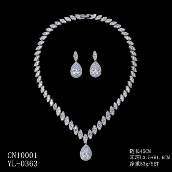 Crystal CZ Cubic Zirconia Bridal Wedding Drop Necklace Earring Set Jewelry Sets Women Accessories CN10001
