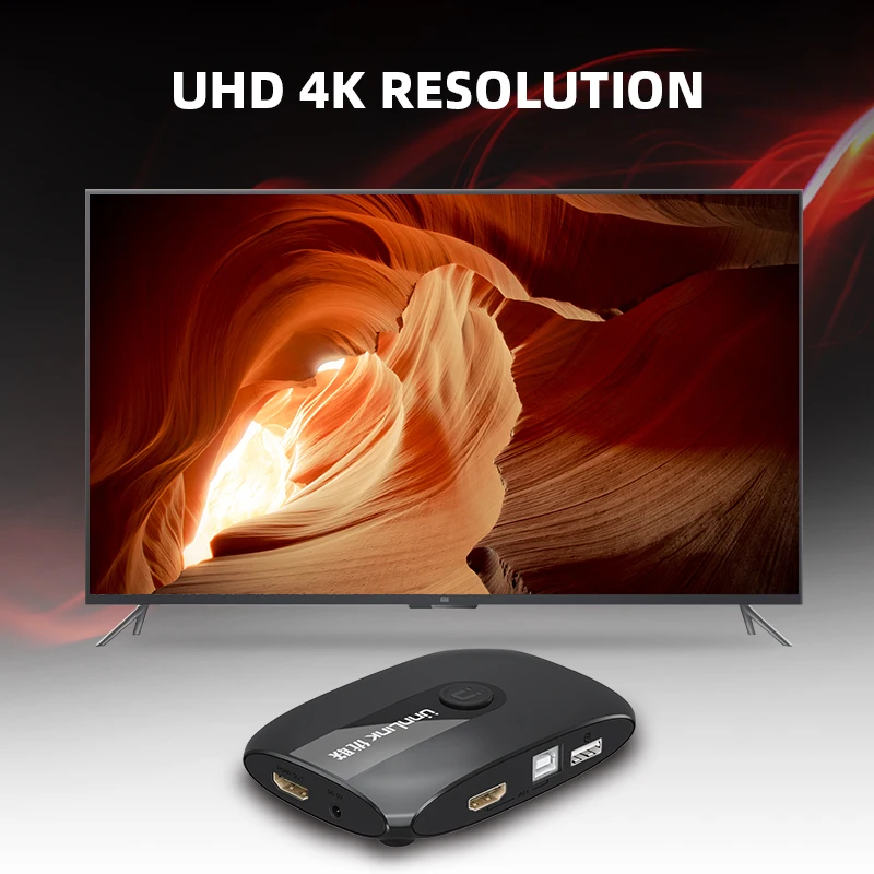 Unnlink 2 Ports HDMI KVM Switch UHD4K 30Hz 1080P 60Hz USB2 0 Sharing Monitor Printer Keyboard 4