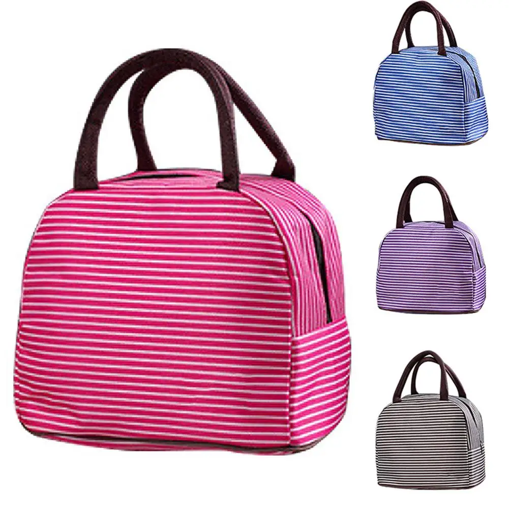 

Stripe Large Lunch Box Storage Bag Breast Milk Insulated Thermal Picnic Pouch Useful