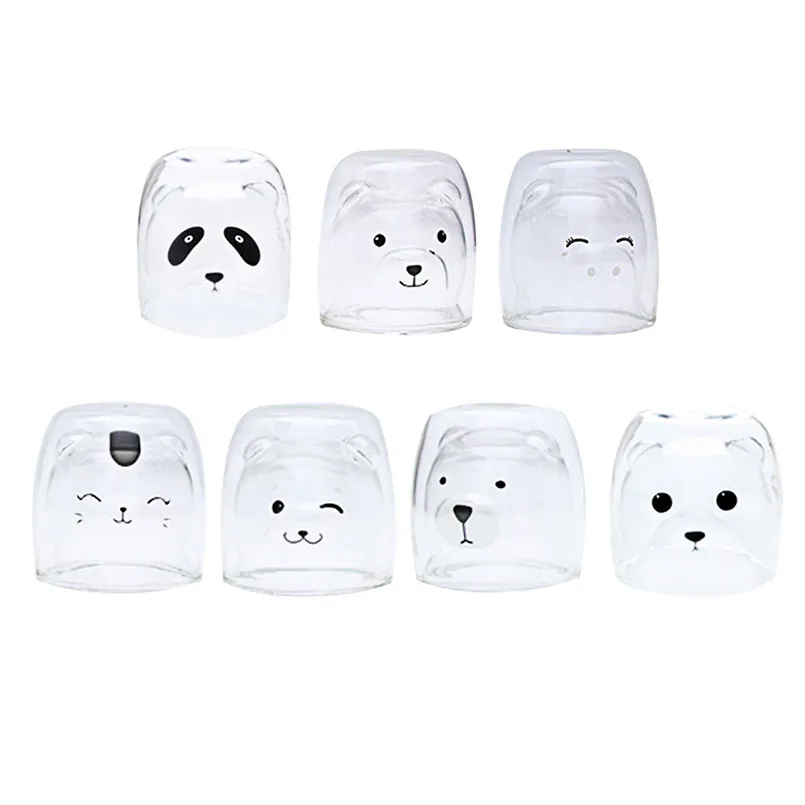 

Cute Cartoon Little Bear Glass Cup Double Insulated Milk Coffee Cup A Lovely Birthday Present Mugs Tazas 40JULY09